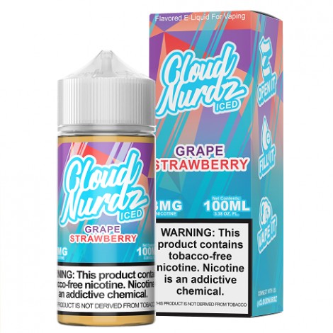 Cloud Nurdz Synthetic Nicotine Iced Grape Strawberry 100ml Vape Juice