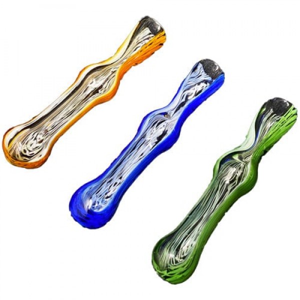 Handmade Glass Chillum w- Swirled Accents