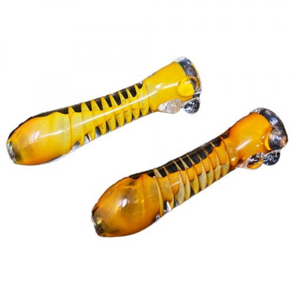 Orange Fumed Handmade Glass Chillum w- ...